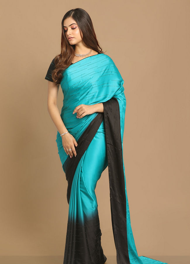 Light Blue And Black Combination Saree image number 4